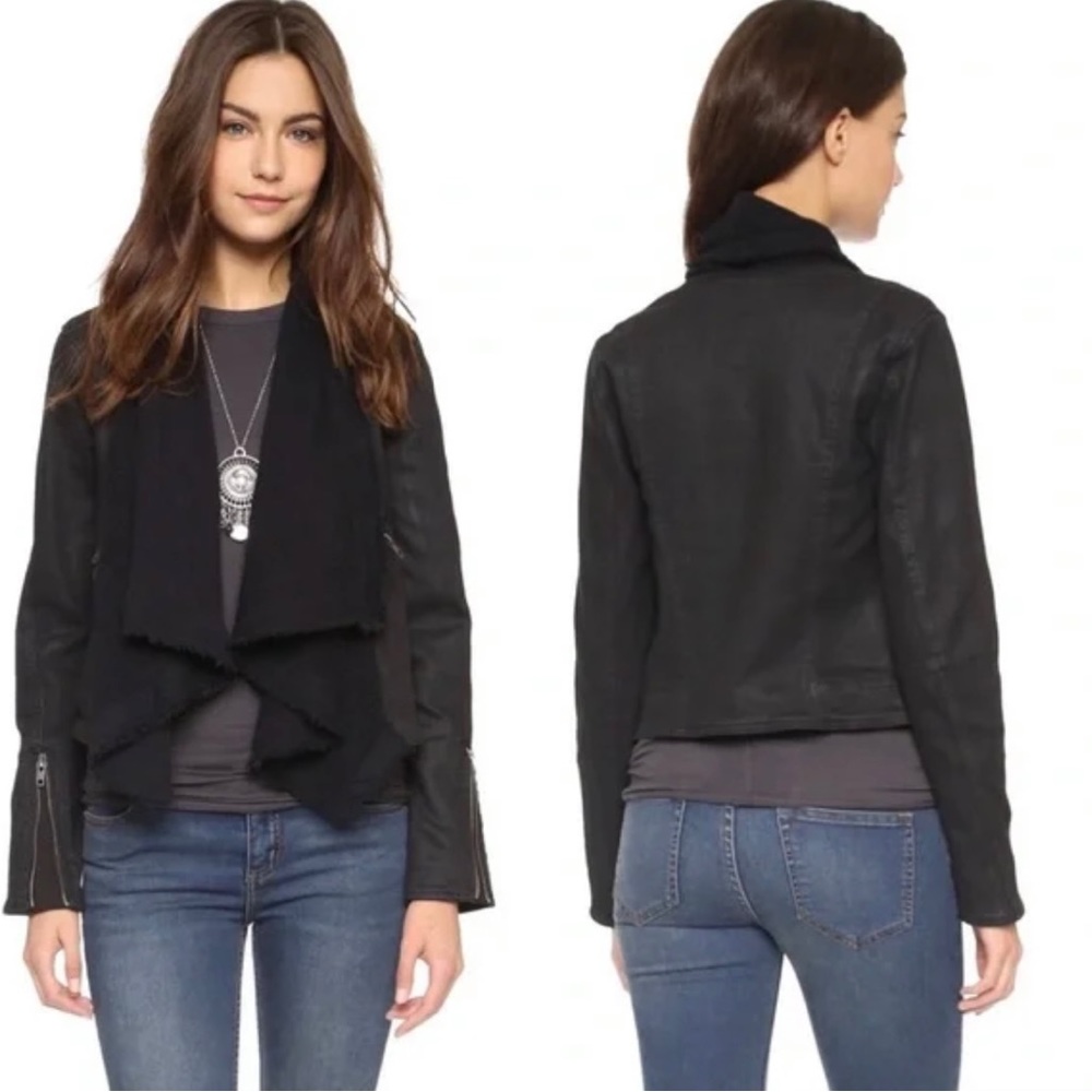 Free People Black Utility Motorcycle Jacket Size 2